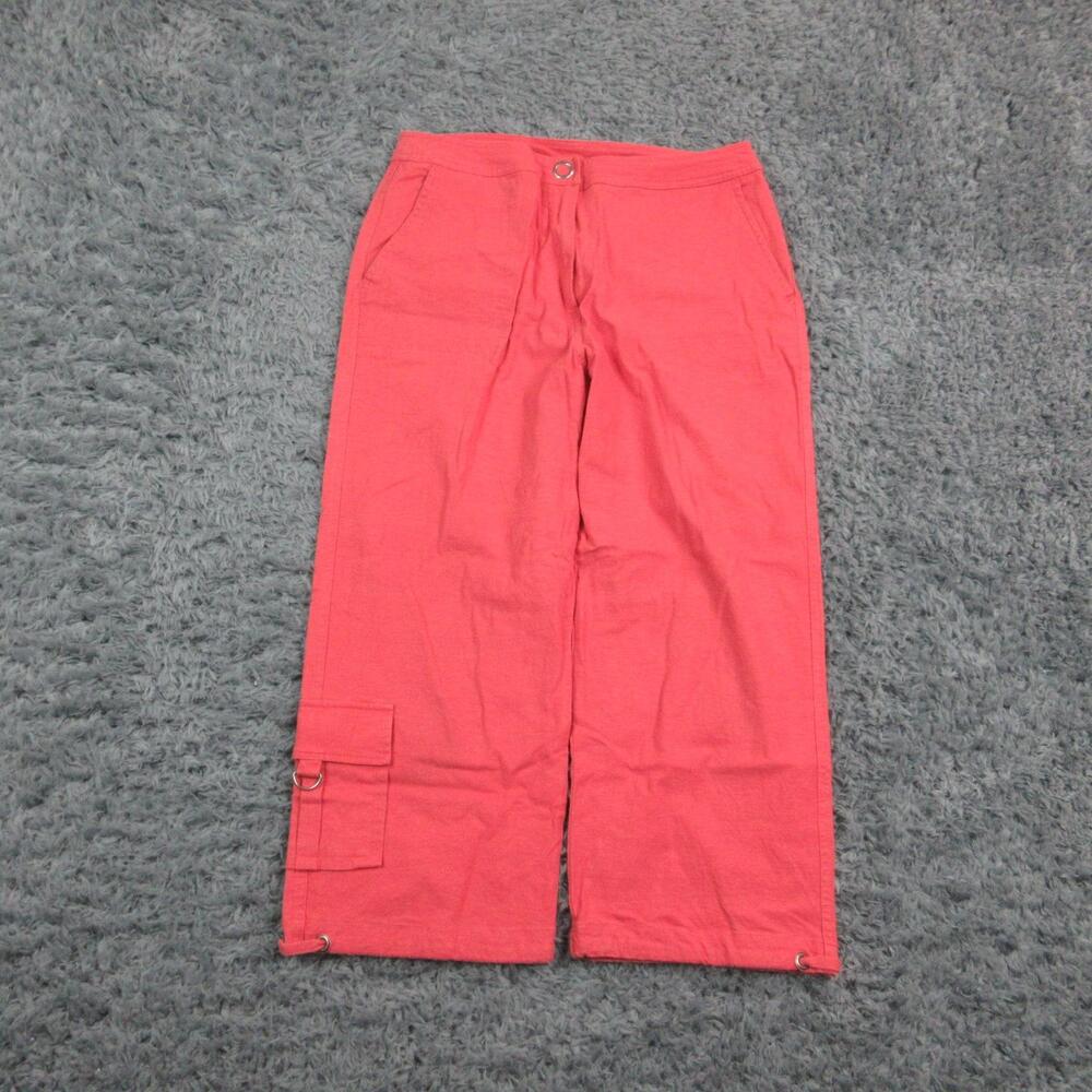 Chicos Capri Pants Womens 0.5 US6 Red Linen Blend Stretch Straight Crop 29x21*